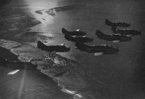 A flight of Anti Submarine Warfare Gannets of the coast of Northen Ireland