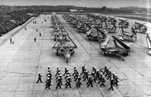 Finally - Massed aircraft of the Fllet Air Arm and a band from the Royal MArines at an open day. A fraction of the force at the time, many times what will be available in the future